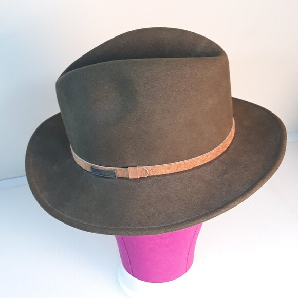 Eddie Bauer Wool Lite Felt Fedora Brown Medium - Picture 1 of 13
